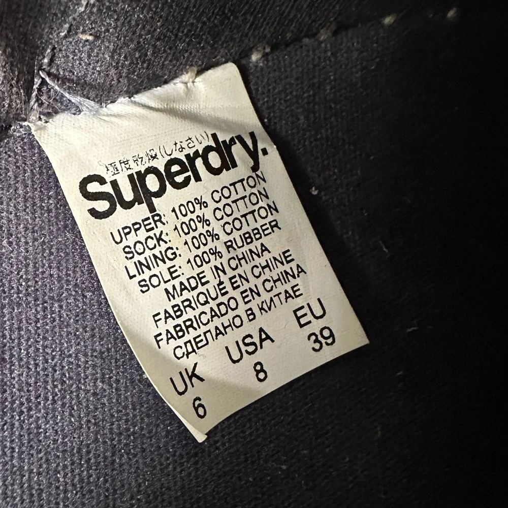 Superdry Navy Espadrille Flats Women’s Size 39 | Canvas Slip-On Shoes